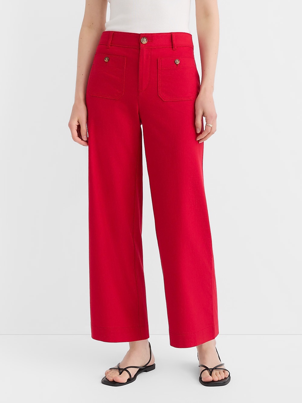 LOFT Palmer Wide Leg Crop Red pants, size 0 - Picture 2 of 9